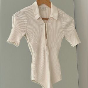 Hook-and-Eye Polo Bodysuit